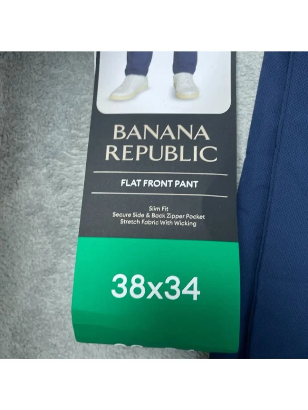 NWT Banana Republic Men's 38x34 Flat Front Stretch Tech Pants Blue Slim G2175